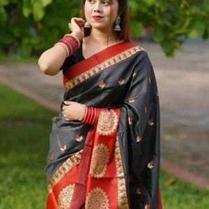 Soft Silk Katan Saree Black