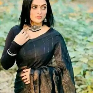 Handloom Half Silk Chumki Saree Black Color